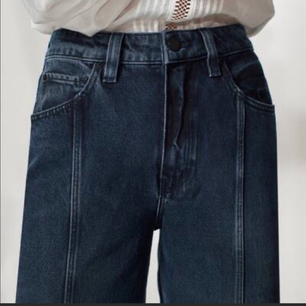 Massimo Dutti blue jeans seamed straight leg denim baggy 5040/711 EUR 42 USA 10 - Picture 2 of 16